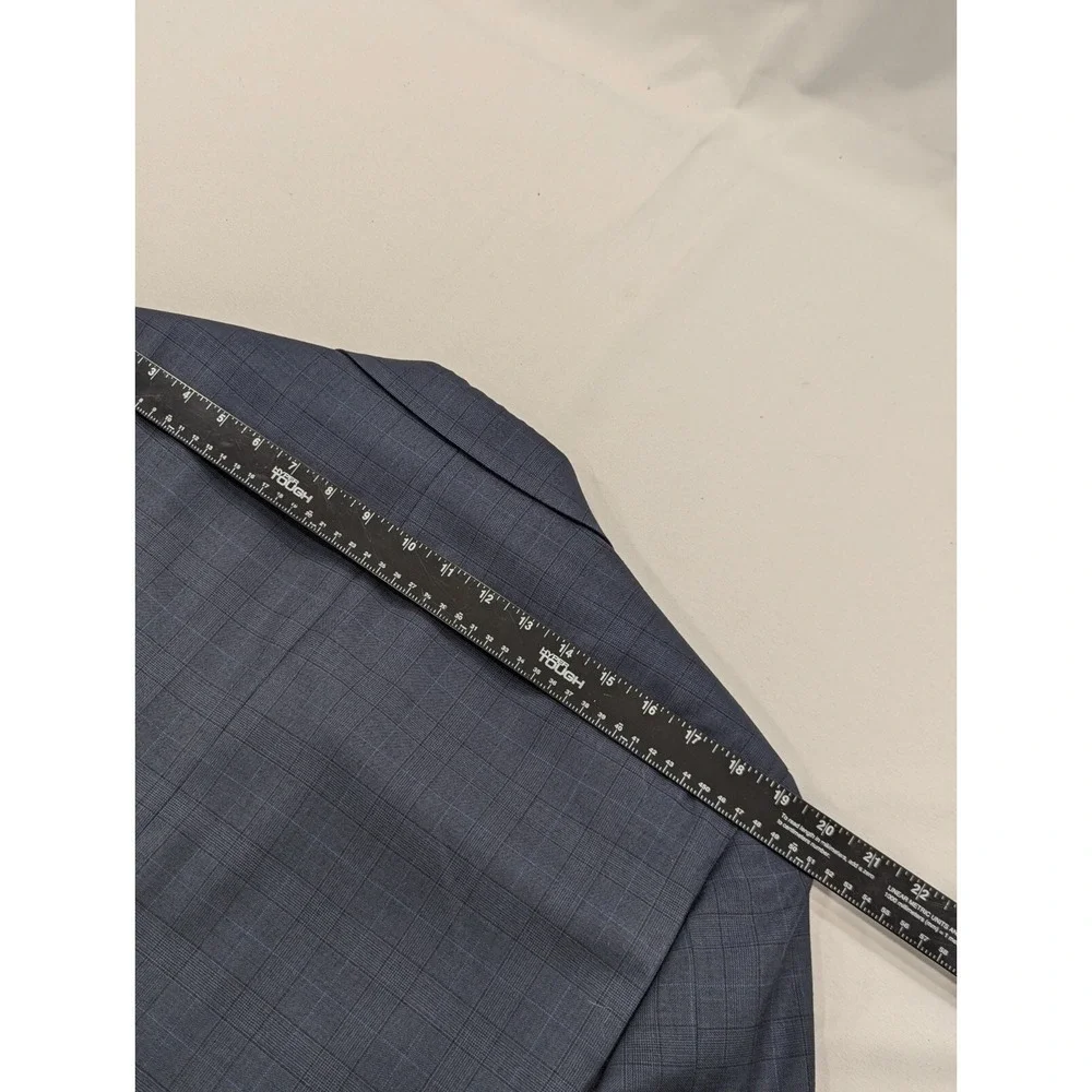 Hart Schaffner MARX Wool‎ Blazer Gray Subtle Window Pane Jacket 40L 44